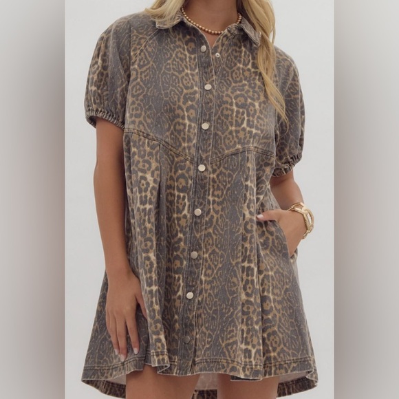 ENTRO Leopard Denim Dress - Picture 13 of 13